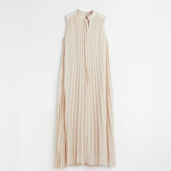 H&M Pleated Light Beige Dress - Picture 2 of 7